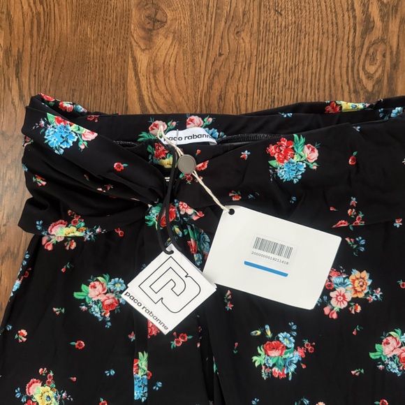 Paco Rabanne Black Floral Asymmetrical Skirt - Picture 8 of 9